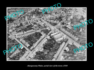 OLD LARGE HISTORIC PHOTO OF ABERGAVENNY WALES, AERIAL VIEW OF THE TOWN c1930 2