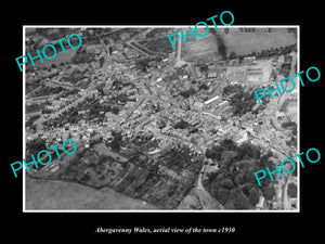 OLD LARGE HISTORIC PHOTO OF ABERGAVENNY WALES, AERIAL VIEW OF THE TOWN c1930 3