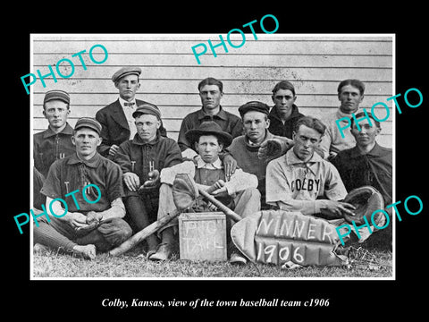 OLD LARGE HISTORIC PHOTO OF COLBY KANSAS, THE TOWN BASEBALL TEAM 1906