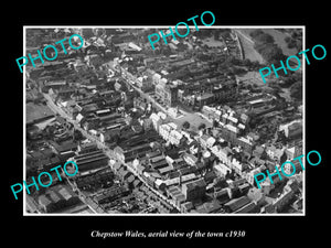 OLD LARGE HISTORIC PHOTO OF CHEPSTOW WALES, AERIAL VIEW OF THE TOWN c1930 2