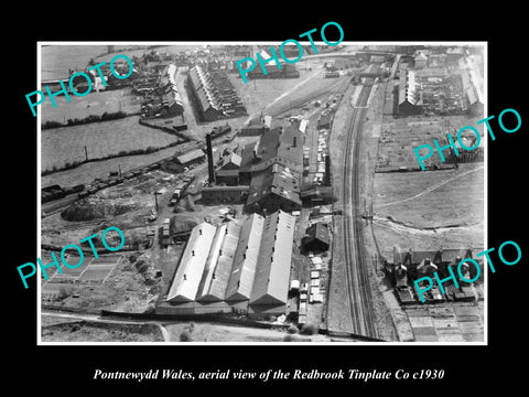 OLD LARGE HISTORIC PHOTO OF PONTNEWYDD WALES, THE REDBROOK TIN PLATE CO c1930