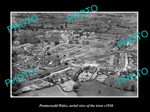 OLD LARGE HISTORIC PHOTO OF PONTNEWYDD WALES, AERIEL VIEW OF THE TOWN c1930 1