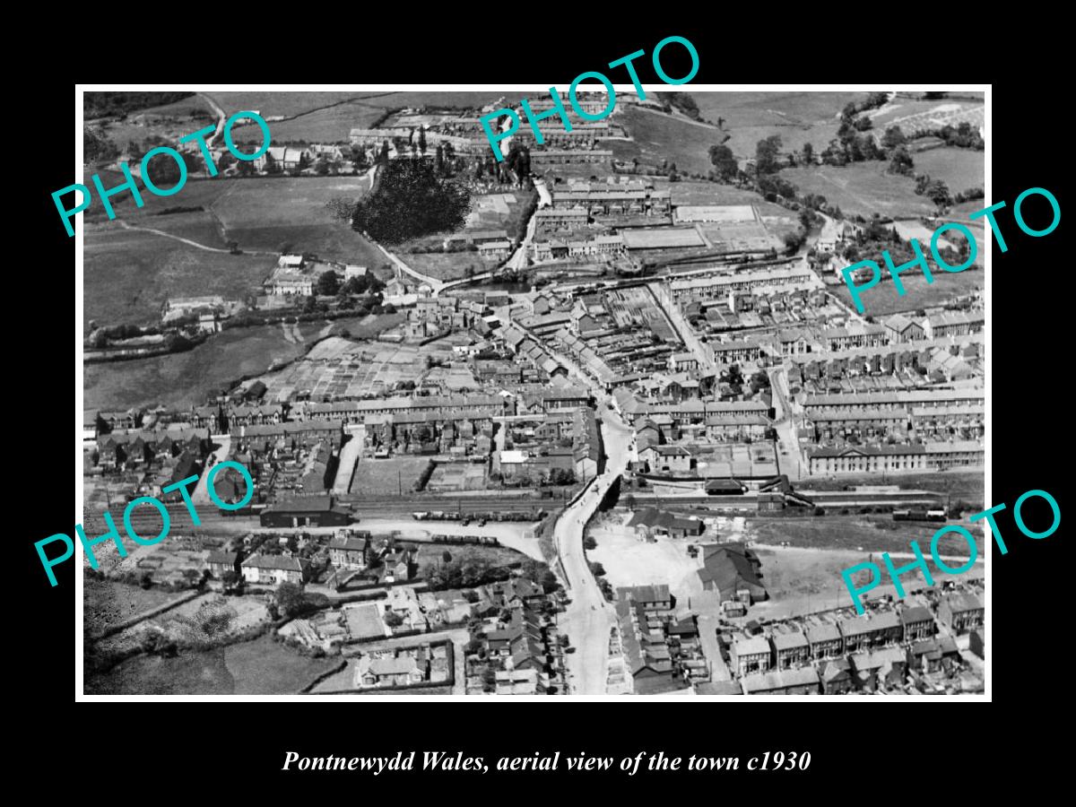 OLD LARGE HISTORIC PHOTO OF PONTNEWYDD WALES, AERIEL VIEW OF THE TOWN c1930 2