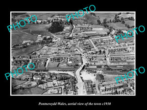 OLD LARGE HISTORIC PHOTO OF PONTNEWYDD WALES, AERIEL VIEW OF THE TOWN c1930 2