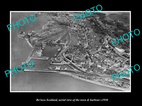 OLD LARGE HISTORIC PHOTO OF BO'NESS SCOTLAND, VIEW OF THE TOWN & HARBOUR c1930 3