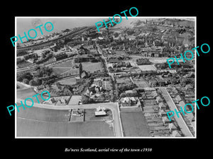 OLD LARGE HISTORIC PHOTO OF BO'NESS SCOTLAND, AERIAL VIEW OF THE TOWN c1930 1