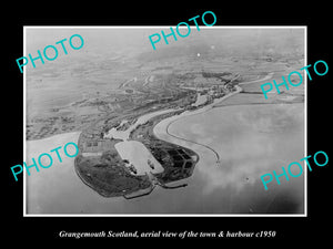 OLD LARGE HISTORIC PHOTO OF GRANGEMOUTH SCOTLAND, THE TOWN & HARBOUR c1950 1