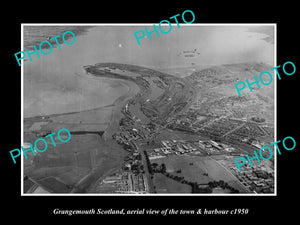 OLD LARGE HISTORIC PHOTO OF GRANGEMOUTH SCOTLAND, THE TOWN & HARBOUR c1950 2