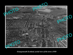 OLD LARGE HISTORIC PHOTO OF GRANGEMOUTH SCOTLAND, AERIAL VIEW OF TOWN c1950 1