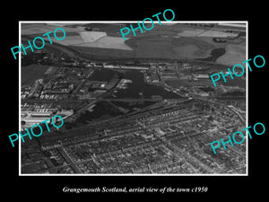 OLD LARGE HISTORIC PHOTO OF GRANGEMOUTH SCOTLAND, AERIAL VIEW OF TOWN c1950 2