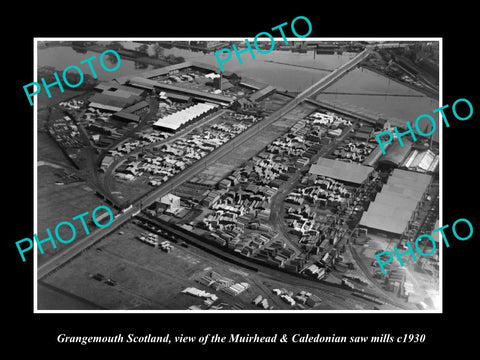 OLD LARGE HISTORIC PHOTO OF GRANGEMOUTH SCOTLAND, THE TOWN SAW MILLS c1930