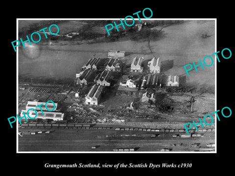 OLD LARGE HISTORIC PHOTO OF GRANGEMOUTH SCOTLAND, THE SCOTTISH DYES WORKS c1930