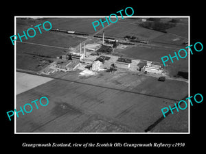 OLD LARGE HISTORIC PHOTO OF GRANGEMOUTH SCOTLAND, THE SCOTTISH OIL REFINERY 1950