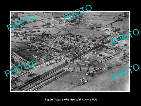 OLD LARGE HISTORIC PHOTO OF BAGILLT WALES, AERIAL VIEW OF THE TOWN c1930