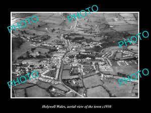 OLD LARGE HISTORIC PHOTO OF HOLLYWELL WALES, AERIAL VIEW OF THE TOWN c1930 3