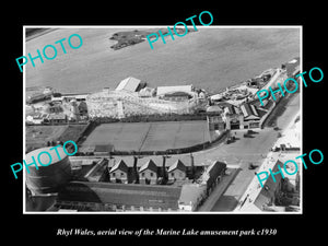 OLD LARGE HISTORIC PHOTO OF RHYL WALES, THE MARINE LAKE AMUSEMENT PARK c1930