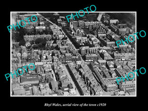 OLD LARGE HISTORIC PHOTO OF RHYL WALES, AERIAL VIEW OF THE TOWN c1920 2