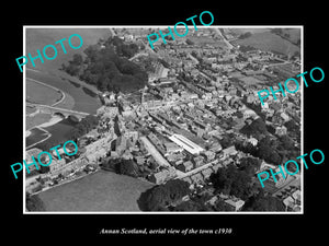 OLD LARGE HISTORIC PHOTO OF ANNAN SCOTLAND, AERIAL VIEW OF THE TOWN c1930 1