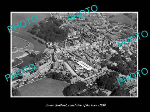 OLD LARGE HISTORIC PHOTO OF ANNAN SCOTLAND, AERIAL VIEW OF THE TOWN c1930 1