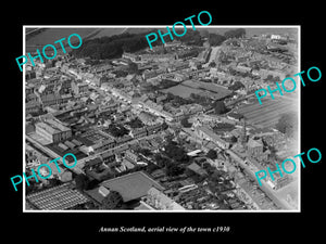 OLD LARGE HISTORIC PHOTO OF ANNAN SCOTLAND, AERIAL VIEW OF THE TOWN c1930 2