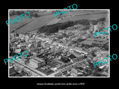 OLD LARGE HISTORIC PHOTO OF ANNAN SCOTLAND, AERIAL VIEW OF THE TOWN c1930 5