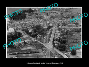 OLD LARGE HISTORIC PHOTO OF ANNAN SCOTLAND, AERIAL VIEW OF THE TOWN c1930 6