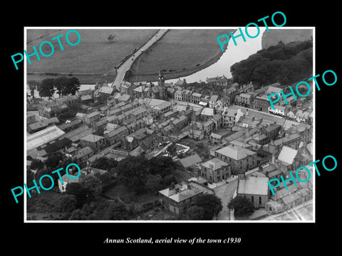 OLD LARGE HISTORIC PHOTO OF ANNAN SCOTLAND, AERIAL VIEW OF THE TOWN c1930 7