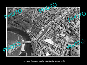 OLD LARGE HISTORIC PHOTO OF ANNAN SCOTLAND, AERIAL VIEW OF THE TOWN c1950 2