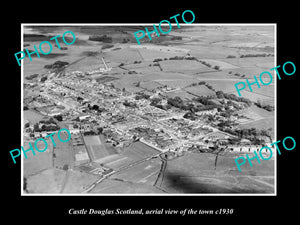 OLD LARGE HISTORIC PHOTO OF CASTLE DOUGLAS SCOTLAND, AERIAL VIEW OF TOWN c1930 3