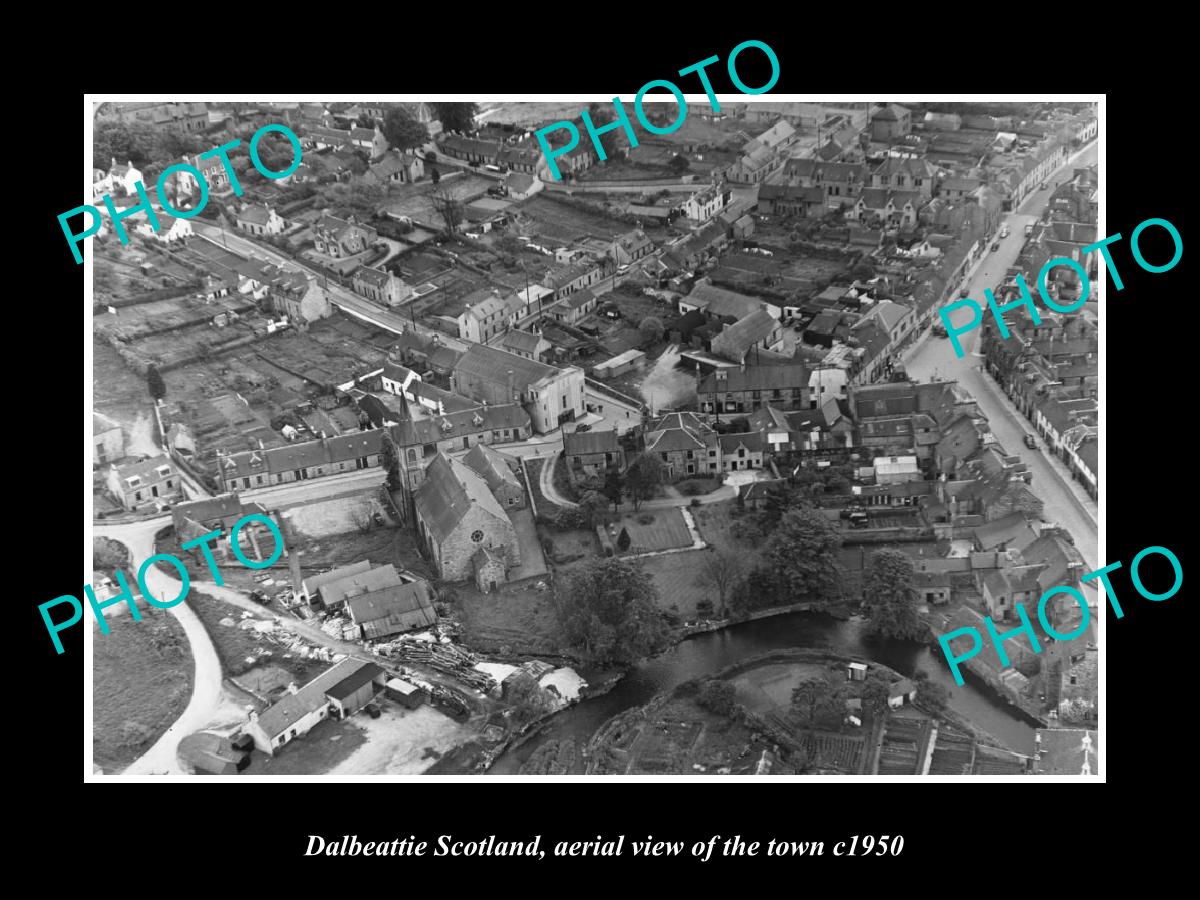 OLD LARGE HISTORIC PHOTO OF DALBEATTIE SCOTLAND, AERIAL VIEW OF TOWN c1950 1