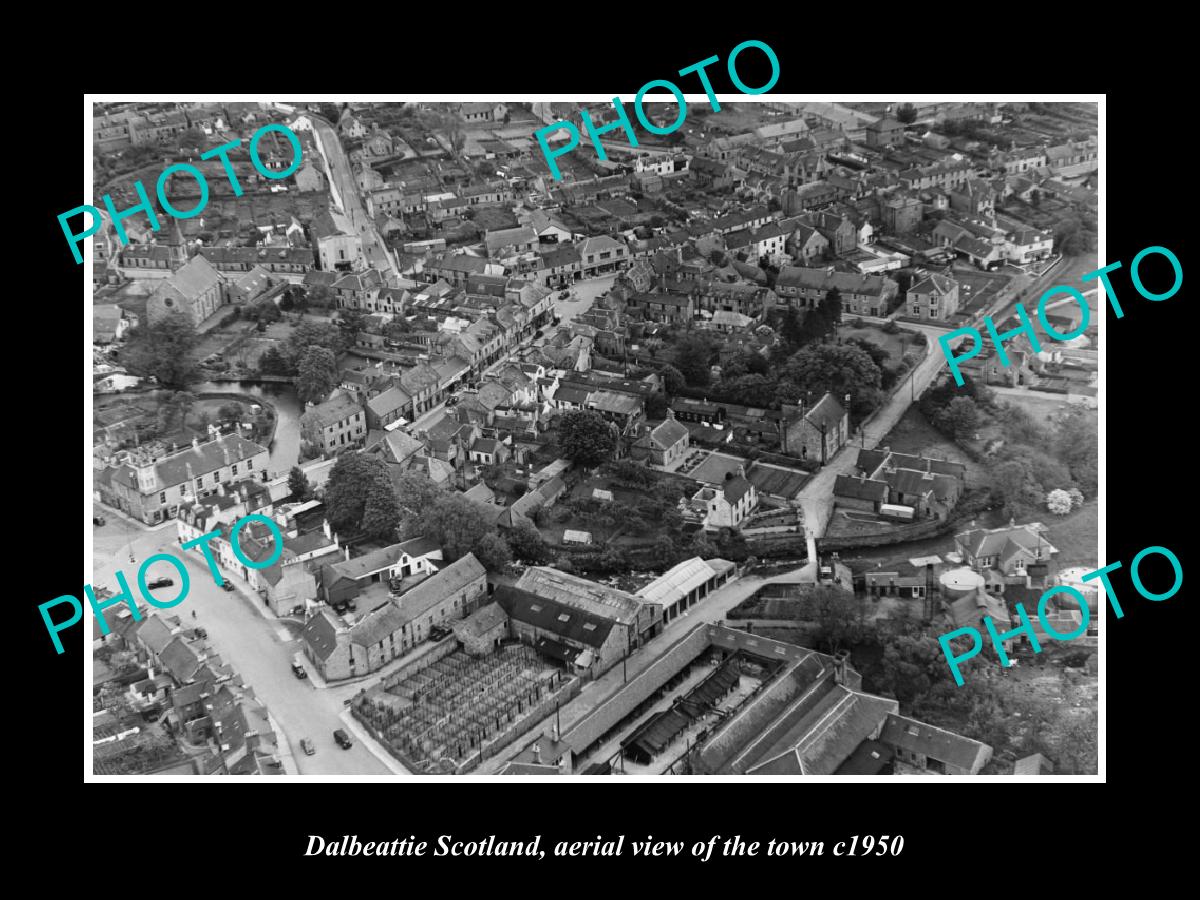 OLD LARGE HISTORIC PHOTO OF DALBEATTIE SCOTLAND, AERIAL VIEW OF TOWN c1950 2