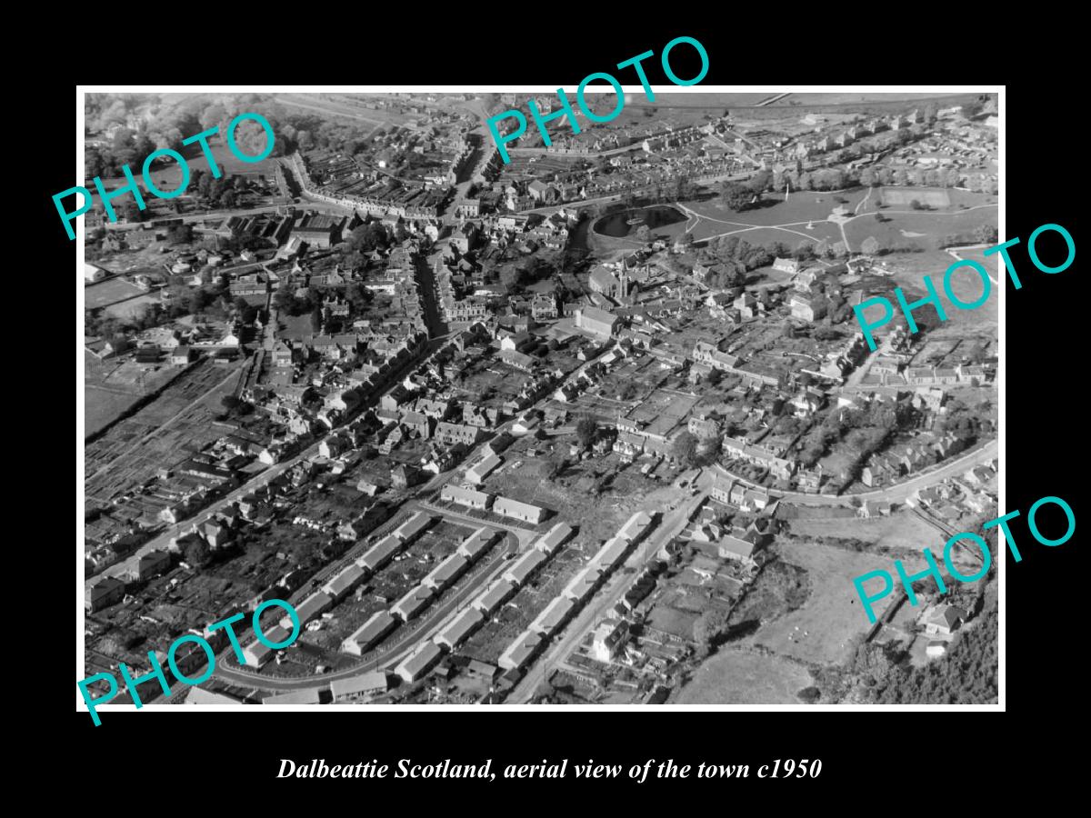 OLD LARGE HISTORIC PHOTO OF DALBEATTIE SCOTLAND, AERIAL VIEW OF TOWN c1950 3