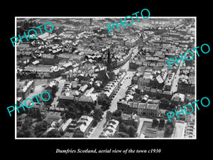 OLD LARGE HISTORIC PHOTO OF DUMFRIES SCOTLAND, AERIAL VIEW OF THE TOWN c1930 2