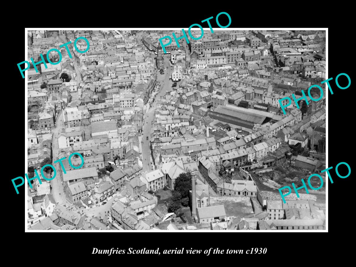 OLD LARGE HISTORIC PHOTO OF DUMFRIES SCOTLAND, AERIAL VIEW OF THE TOWN c1930 4