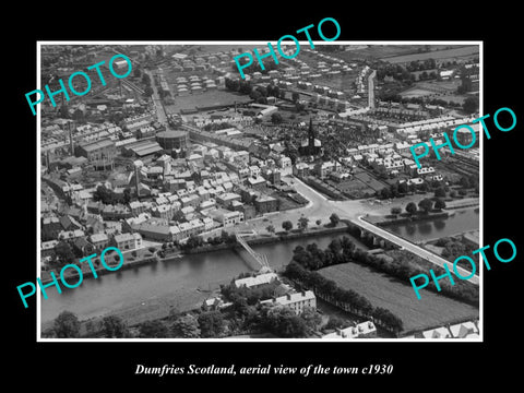 OLD LARGE HISTORIC PHOTO OF DUMFRIES SCOTLAND, AERIAL VIEW OF THE TOWN c1930 5