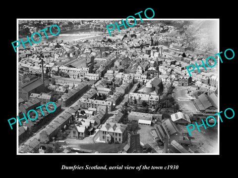 OLD LARGE HISTORIC PHOTO OF DUMFRIES SCOTLAND, AERIAL VIEW OF THE TOWN c1930 6