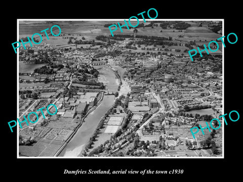 OLD LARGE HISTORIC PHOTO OF DUMFRIES SCOTLAND, AERIAL VIEW OF THE TOWN c1930 8