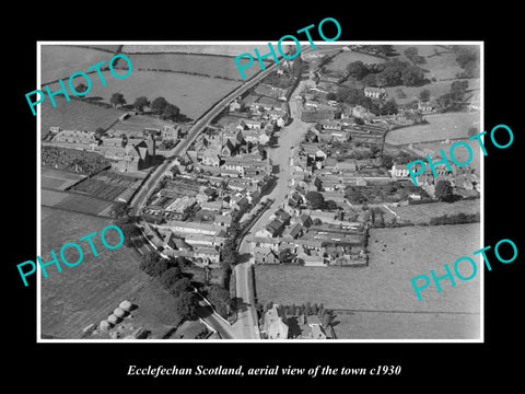 OLD LARGE HISTORIC PHOTO OF ECCLEFECHAN SCOTLAND, AERIAL VIEW OF TOWN c1930 1