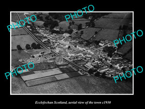 OLD LARGE HISTORIC PHOTO OF ECCLEFECHAN SCOTLAND, AERIAL VIEW OF TOWN c1930 2