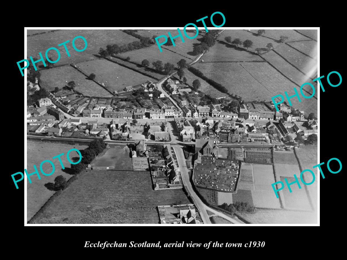 OLD LARGE HISTORIC PHOTO OF ECCLEFECHAN SCOTLAND, AERIAL VIEW OF TOWN c1930 3