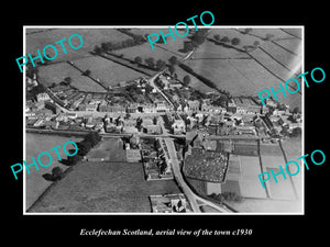 OLD LARGE HISTORIC PHOTO OF ECCLEFECHAN SCOTLAND, AERIAL VIEW OF TOWN c1930 3