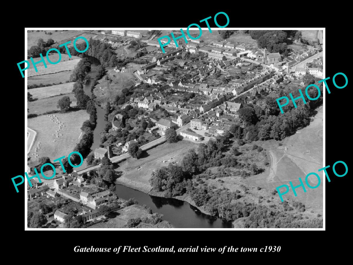 OLD LARGE HISTORIC PHOTO OF GATEHOUSE OF FLEET SCOTLAND, VIEW OF TOWN c1930 1