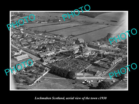 OLD LARGE HISTORIC PHOTO OF LOCHMABEN SCOTLAND, AERIAL VIEW OF THE TOWN c1930 3