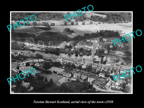 OLD LARGE HISTORIC PHOTO OF NEWTON STEWART SCOTLAND, AERIAL VIEW OF TOWN c1930 1