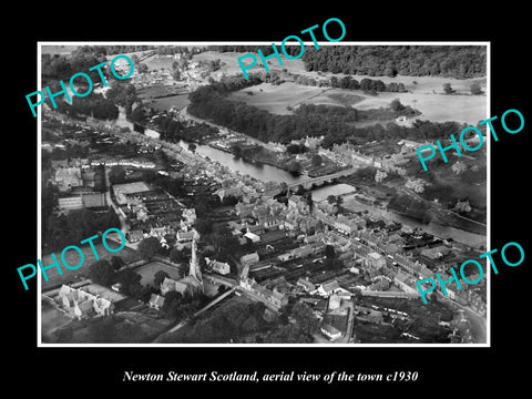 OLD LARGE HISTORIC PHOTO OF NEWTON STEWART SCOTLAND, AERIAL VIEW OF TOWN c1930 2