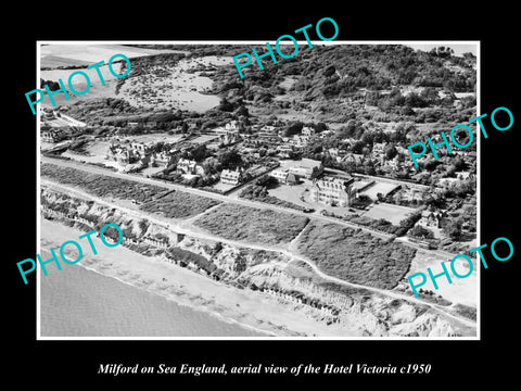 OLD LARGE HISTORIC PHOTO OF MILFORD ON SEA ENGLAND, THE HOTEL VICTORIA c1950