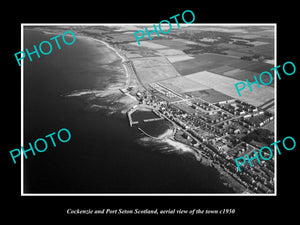 OLD HISTORIC PHOTO OF COCKENZIE & PORT SETON SCOTLAND, AERIAL VIEW OF TOWN c1950