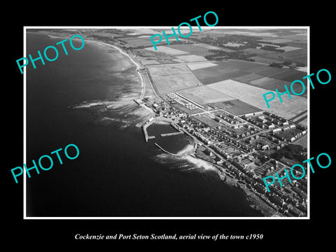 OLD HISTORIC PHOTO OF COCKENZIE & PORT SETON SCOTLAND, AERIAL VIEW OF TOWN c1950