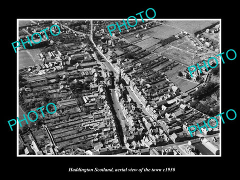 OLD LARGE HISTORIC PHOTO OF HADDINGTON SCOTLAND, AERIAL VIEW OF THE TOWN c1950 1