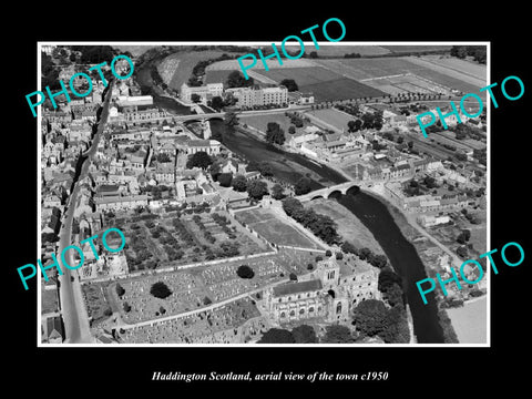 OLD LARGE HISTORIC PHOTO OF HADDINGTON SCOTLAND, AERIAL VIEW OF THE TOWN c1950 2